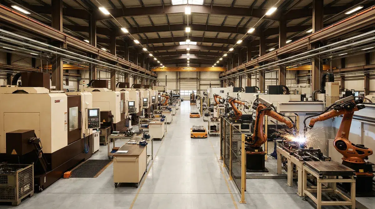 CNC machinery on a manufacturing plant floor during a fixed asset verification