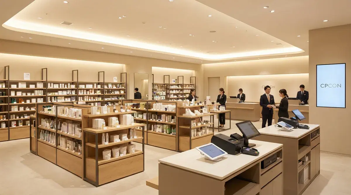 Stocked retail shelving inside a UK store during an overnight stocktake